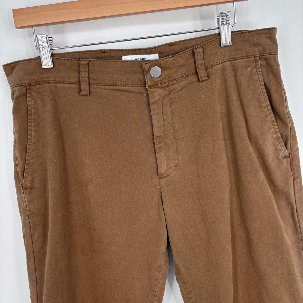 SPOKE Chino Pants Mens 32x31 Brown Build A Slim Fit Tapered Cotton Twill Chinos